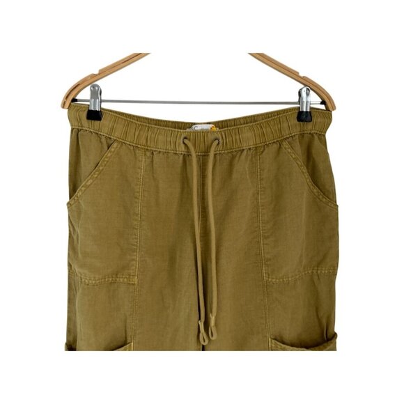 Womens Olive Green Drawstring Cargo Pants With Pockets By &C California Size M - Picture 2 of 10